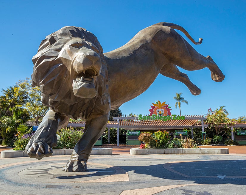 San Diego Zoo Entrance with Rex statue